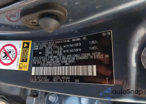 2019 Toyota Highlander Limited из США, поврежденный, VIN 5TDDZRFH8KS926493